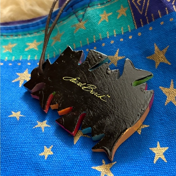 Laurel Burch Blue and Purple Large Tote Bag with Celestial Design - Picture 4 of 6